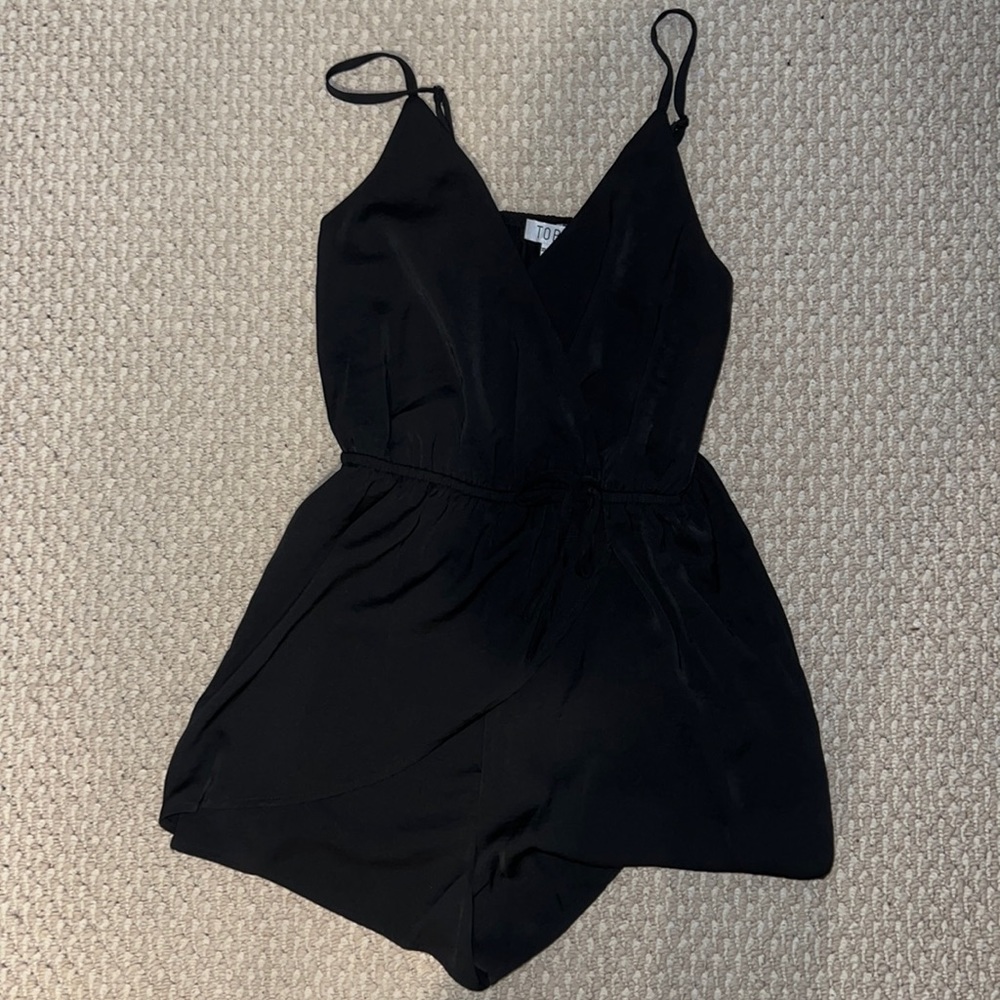 Black satin romper